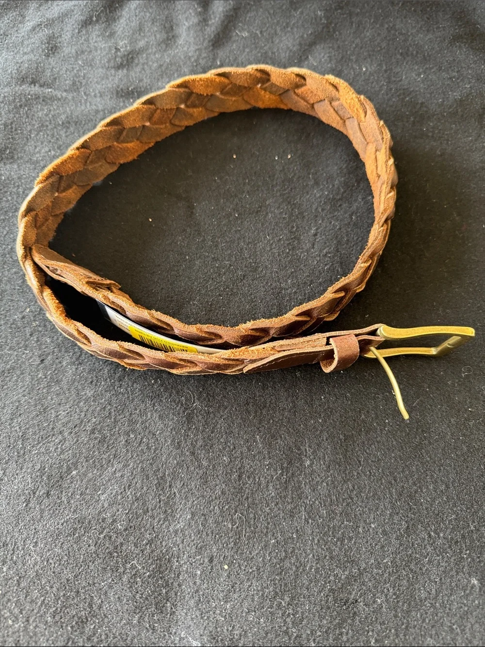 Braided Brown Leather Boys Belt with Brass Buckle